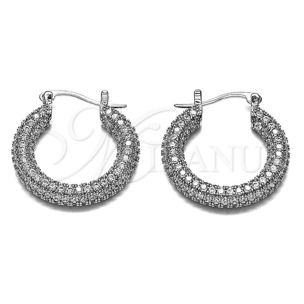 Rhodium Gold Filled Medium Hoop, with White Cubic Zirconia, Polished, Rhodium Finish, 02.436.0063.25