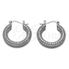 Rhodium Gold Filled Medium Hoop, with White Cubic Zirconia, Polished, Rhodium Finish, 02.436.0063.25