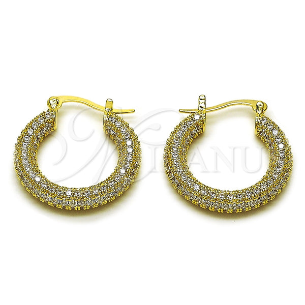 Oro Laminado Medium Hoop, Gold Filled Style with White Cubic Zirconia, Polished, Golden Finish, 02.436.0063.1.25