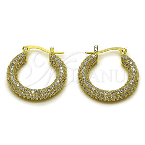 Oro Laminado Medium Hoop, Gold Filled Style with White Cubic Zirconia, Polished, Golden Finish, 02.436.0063.1.25