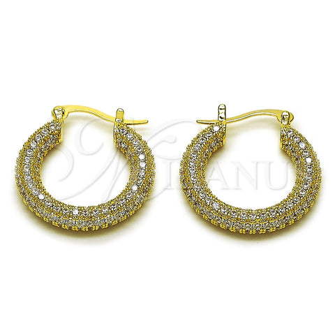 Oro Laminado Medium Hoop, Gold Filled Style with White Cubic Zirconia, Polished, Golden Finish, 02.436.0063.1.25