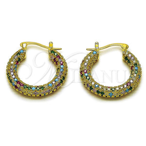 Oro Laminado Medium Hoop, Gold Filled Style with Multicolor Cubic Zirconia, Polished, Golden Finish, 02.436.0063.3.25