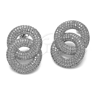 Rhodium Gold Filled Stud Earring, with White Cubic Zirconia, Polished, Rhodium Finish, 02.436.0065