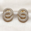 Oro Laminado Stud Earring, Gold Filled Style with White Cubic Zirconia, Polished, Golden Finish, 02.436.0065.1