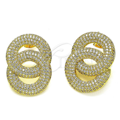Oro Laminado Stud Earring, Gold Filled Style with White Cubic Zirconia, Polished, Golden Finish, 02.436.0065.1 for wholesale, main product view