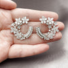 Rhodium Gold Filled Stud Earring, Flower and Baguette Design, with White Cubic Zirconia and White Micro Pave, Polished, Rhodium Finish, 02.436.0067.1