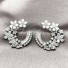 Rhodium Gold Filled Stud Earring, Flower and Baguette Design, with White Cubic Zirconia and White Micro Pave, Polished, Rhodium Finish, 02.436.0067.1