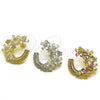 Rhodium Gold Filled Stud Earring, Flower and Baguette Design, with White Cubic Zirconia and White Micro Pave, Polished, Rhodium Finish, 02.436.0067.1