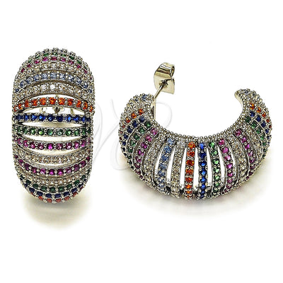 Rhodium Gold Filled Medium Hoop, with Multicolor Cubic Zirconia, Polished, Rhodium Finish, 02.436.0069.1.25