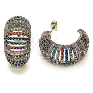 Rhodium Gold Filled Medium Hoop, with Multicolor Cubic Zirconia, Polished, Rhodium Finish, 02.436.0069.1.25