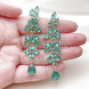 Oro Laminado Long Earring, Gold Filled Style Teardrop Design, with Emerald Cubic Zirconia, Polished, Golden Finish, 02.436.0070