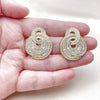 Oro Laminado Stud Earring, Gold Filled Style Baguette Design, with White Cubic Zirconia, Polished, Golden Finish, 02.436.0073