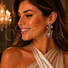Oro Laminado Stud Earring, Gold Filled Style Flower Design, with Multicolor Cubic Zirconia and Multicolor Micro Pave, Polished, Golden Finish, 02.436.0074.1