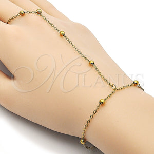 Stainless Steel Fancy Bracelet, Ball and Rolo Design, Polished, Golden Finish, 03.437.0003.08 (Thickness, 8 Inches Length)