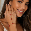 Stainless Steel Fancy Bracelet, Flower and Ball Design, with Siam Crystal, Polished, Golden Finish, 03.437.0004.1.07 (Thickness, 7 Inches Length)