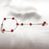 Stainless Steel Fancy Bracelet, Flower and Ball Design, with Siam Crystal, Polished, Golden Finish, 03.437.0004.1.07 (Thickness, 7 Inches Length)