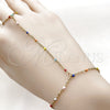 Stainless Steel Fancy Bracelet, Rolo Design, Multicolor Enamel Finish, Golden Finish, 03.437.0005.07 (Thickness, 7 Inches Length)