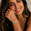 Rhodium Gold Filled Fancy Bracelet, Infinite and Miami Cuban Design, with White Cubic Zirconia, Polished, Rhodium Finish, 03.283.0191.1.07 (05 MM Thickness, 8 Inches Length)