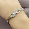 Rhodium Gold Filled Fancy Bracelet, Infinite and Miami Cuban Design, with White Cubic Zirconia, Polished, Rhodium Finish, 03.283.0191.1.07 (05 MM Thickness, 8 Inches Length)