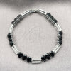 Rhodium Gold Filled Tennis Bracelet, with Black and White Cubic Zirconia, Polished, Rhodium Finish, 03.130.0049.07 (Thickness, 7 Inches Length)