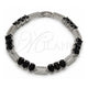 Pulsera Tennis 03.130.0049.07 Oro Laminado Blanco, con Zirconia Cubica Negro y Blanca, Pulido, Rodinado (Grosor 07.1 MM, 7 Pulgadas de Largo)