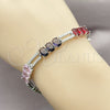 Rhodium Gold Filled Tennis Bracelet, with Multicolor and White Cubic Zirconia, Polished, Rhodium Finish, 03.130.0049.1.07 (Thickness, 7 Inches Length)