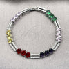 Rhodium Gold Filled Tennis Bracelet, with Multicolor and White Cubic Zirconia, Polished, Rhodium Finish, 03.130.0049.1.07 (Thickness, 7 Inches Length)
