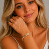 Oro Laminado Tennis Bracelet, Gold Filled Style Infinite Design, with White Cubic Zirconia, Polished, Golden Finish, 03.130.0050.07 (Thickness, 8 Inches Length)