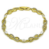 Oro Laminado Tennis Bracelet, Gold Filled Style Infinite Design, with White Cubic Zirconia, Polished, Golden Finish, 03.130.0050.07 (Thickness, 8 Inches Length)