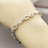 Rhodium Gold Filled Tennis Bracelet, Infinite Design, with White Cubic Zirconia, Polished, Rhodium Finish, 03.130.0050.1.07 (Thickness, 8 Inches Length)