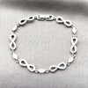 Rhodium Gold Filled Tennis Bracelet, Infinite Design, with White Cubic Zirconia, Polished, Rhodium Finish, 03.130.0050.1.07 (Thickness, 8 Inches Length)