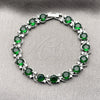 Rhodium Gold Filled Tennis Bracelet, with Green and White Cubic Zirconia, Polished, Rhodium Finish, 03.130.0032.5.07 (08 MM Thickness, 7 Inches Length)