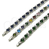 Rhodium Gold Filled Tennis Bracelet, with Green and White Cubic Zirconia, Polished, Rhodium Finish, 03.130.0032.5.07 (08 MM Thickness, 7 Inches Length)