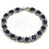 Rhodium Gold Filled Tennis Bracelet, with Sapphire Blue and White Cubic Zirconia, Polished, Rhodium Finish, 03.130.0032.6.07 (08 MM Thickness, 7 Inches Length)