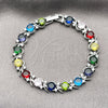 Rhodium Gold Filled Tennis Bracelet, with Multicolor and White Cubic Zirconia, Polished, Rhodium Finish, 03.130.0032.7.07 (08 MM Thickness, 7 Inches Length)