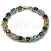Rhodium Gold Filled Tennis Bracelet, with Multicolor and White Cubic Zirconia, Polished, Rhodium Finish, 03.130.0032.7.07 (08 MM Thickness, 7 Inches Length)
