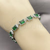 Rhodium Gold Filled Tennis Bracelet, with Green Cubic Zirconia, Polished, Rhodium Finish, 03.130.0051.07 (Thickness, 7 Inches Length)