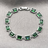 Rhodium Gold Filled Tennis Bracelet, with Green Cubic Zirconia, Polished, Rhodium Finish, 03.130.0051.07 (Thickness, 7 Inches Length)
