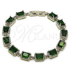 Rhodium Gold Filled Tennis Bracelet, with Green Cubic Zirconia, Polished, Rhodium Finish, 03.130.0051.07 (Thickness, 7 Inches Length)