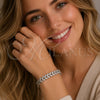 Rhodium Gold Filled Tennis Bracelet, Leaf Design, with White Cubic Zirconia, Polished, Rhodium Finish, 03.130.0052.07 (Thickness, 8 Inches Length)