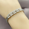 Rhodium Gold Filled Tennis Bracelet, Leaf Design, with White Cubic Zirconia, Polished, Rhodium Finish, 03.130.0052.07 (Thickness, 8 Inches Length)