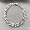 Rhodium Gold Filled Tennis Bracelet, Leaf Design, with White Cubic Zirconia, Polished, Rhodium Finish, 03.130.0052.07 (Thickness, 8 Inches Length)