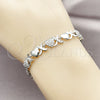 Rhodium Gold Filled Tennis Bracelet, Hugs and Kisses and Heart Design, with White Cubic Zirconia, Polished, Rhodium Finish, 03.283.0265.1.07 (Thickness, 8 Inches Length)