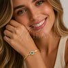 Oro Laminado Fancy Bracelet, Gold Filled Style Evil Eye and Rat Tail Design, with Turquoise and White Cubic Zirconia, Polished, Golden Finish, 03.60.0178.07 (03 MM Thickness, 7 Inches Length)