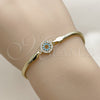 Oro Laminado Fancy Bracelet, Gold Filled Style Evil Eye and Rat Tail Design, with Turquoise and White Cubic Zirconia, Polished, Golden Finish, 03.60.0178.07 (03 MM Thickness, 7 Inches Length)