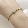 Oro Laminado Fancy Bracelet, Gold Filled Style Heart and Evil Eye Design, with Turquoise and White Micro Pave, Polished, Golden Finish, 03.60.0180.07 (03 MM Thickness, 7 Inches Length)