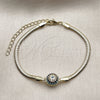 Oro Laminado Fancy Bracelet, Gold Filled Style Evil Eye and Ball Design, with Turquoise and Sapphire Blue Micro Pave, Polished, Golden Finish, 03.60.0181.07 (03 MM Thickness, 7 Inches Length)