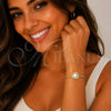 Oro Laminado Fancy Bracelet, Gold Filled Style Heart and Cluster Design, with Ivory Pearl and White Cubic Zirconia, Polished, Golden Finish, 03.60.0187.07 (03 MM Thickness, 7 Inches Length)