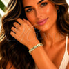 Oro Laminado Solid Bracelet, Gold Filled Style Heart Design, Diamond Cutting Finish, Golden Finish, 03.60.0188.07 (Thickness, 8 Inches Length)