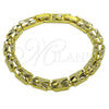 Oro Laminado Solid Bracelet, Gold Filled Style Heart Design, Diamond Cutting Finish, Golden Finish, 03.60.0188.07 (Thickness, 8 Inches Length)